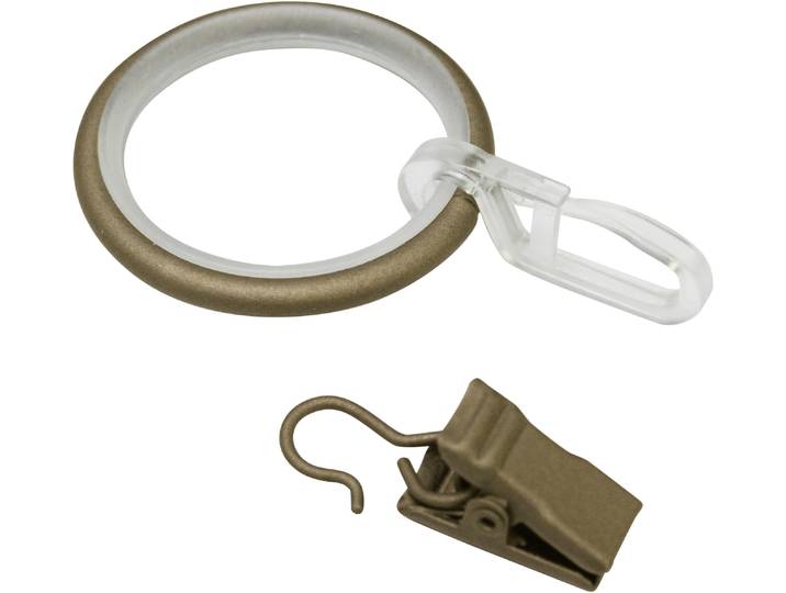 Gardinenring GARDINIA Kira mit Gleiteinlage , braun (cappuccino), B:1,9cm Ø:1,9cm, Metall, Gardinenbefestigungen, Gardinenring, Serie Gardinenstange Kira