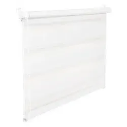 Doppelrollo Duorollo 100 cm breit 200 cm lang weiss inkl. Seilzug Fensterrollo Klemmrollo Jalousie