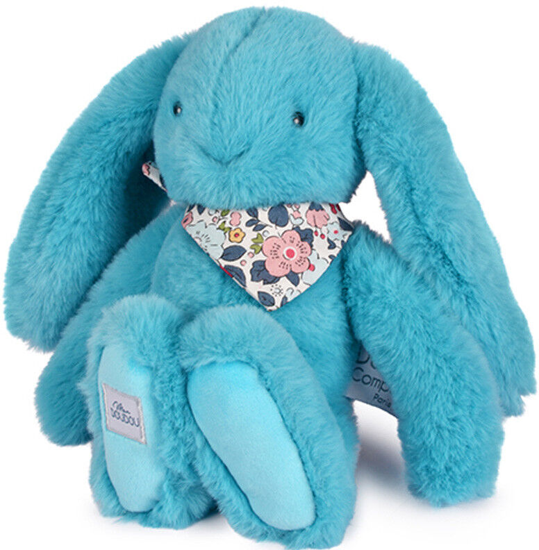 Peluche lapin turquoise 25cm Lapin Fleurette - Doudou et compagnie