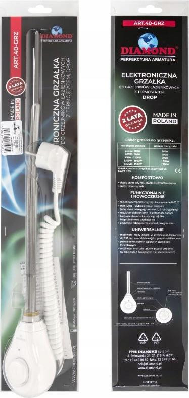 Diamond Elektrisch verwarmingselement, wit, 900 watt