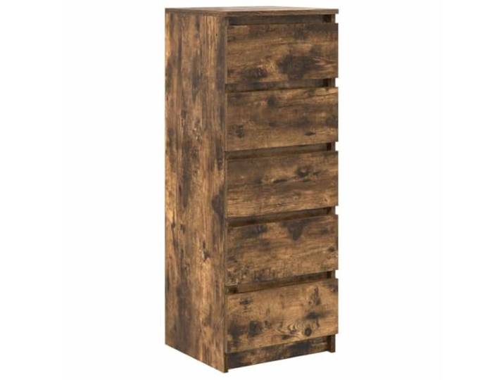Fisinber Sideboard mit 5 Schubladen Räuchereiche 37,5x35x99 cm Kommode Schmaler Aufbewahrungsschrank für Wohnzimmer und Flur, bietet strukturierten Platz für Geschirr, Bücher sowie Büromaterial.