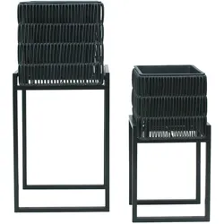 Übertopf-Set Flora Schwarz, 2er Set