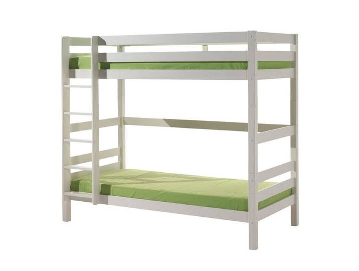 58 aufm Kessel Bettgestell Etagenbett Karolina 210x105x182 Hochbett Kinderbett Massivholz Weiß (inkl. Versand, Lieferung bis Verwendungsstelle), Liegefläche 2x 90x200, Absturzschutz, teilbar in zwei Einzelbetten