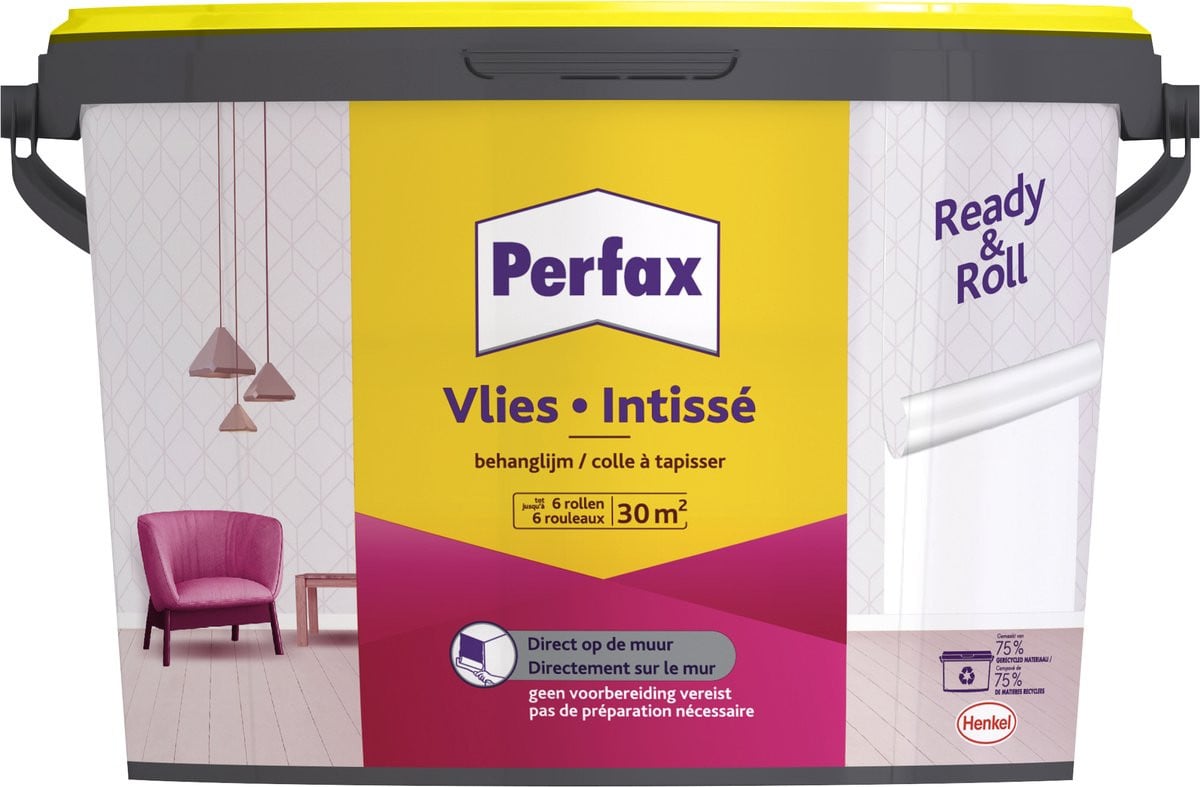 Perfax Ready&Roll Behanglijm voor Vliesbehang, 4.5 kg, Transparant