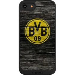 Nivocase Handyhülle für Apple iPhone 7 Hülle NIVOpure Case Schwarz BVB Borussia Dortmund Holzoptik (Apple iPhone 7), Smartphone Hülle, Schwarz