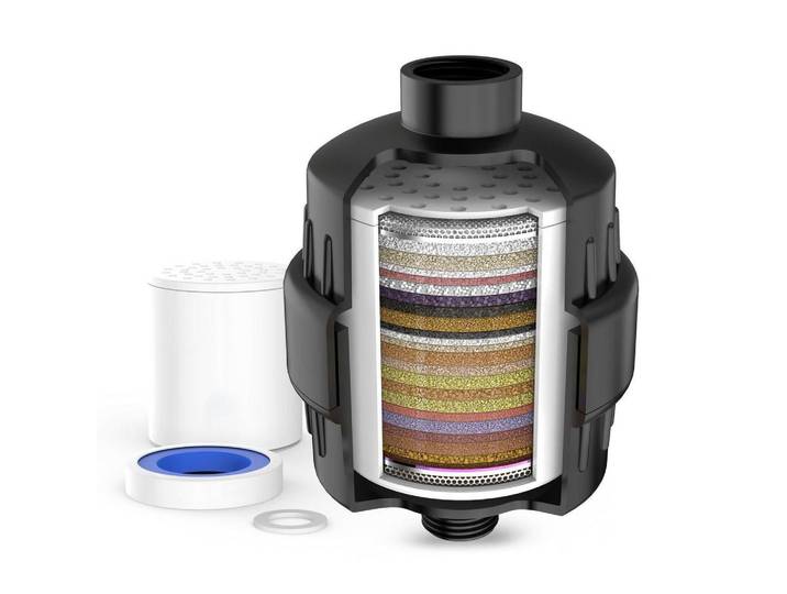 Duschfilter mit 36-Schicht-Filtersystem mattschwarz, Schwarz, Kunststoff, 1x1x1 cm, Badezimmer, Baden & Duschen, Duschköpfe & Duschschläuche