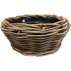 VAN  DER  LEEDEN  DRYPOT  Rattan  grob  Pflanzschale  Outdoor  Grau  Ø  56  cm  Höhe  26  cm  Sylter  Körbe