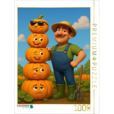 CALVENDO Puzzle Kürbisstolz - Gärtner mit Kürbis | 1000 Teile Lege-Größe 64x48cm Foto-Puzzle für glückliche Stunden