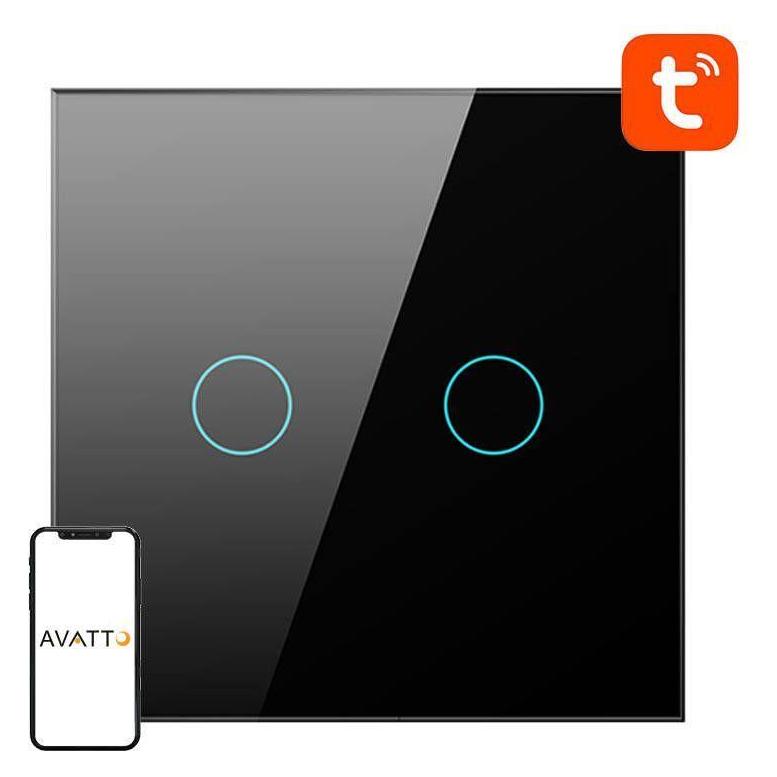 Avatto Smart Light Switch WiFi TS02-EU-B2 2 Way TUYA (black) (TS02-EU-B2)