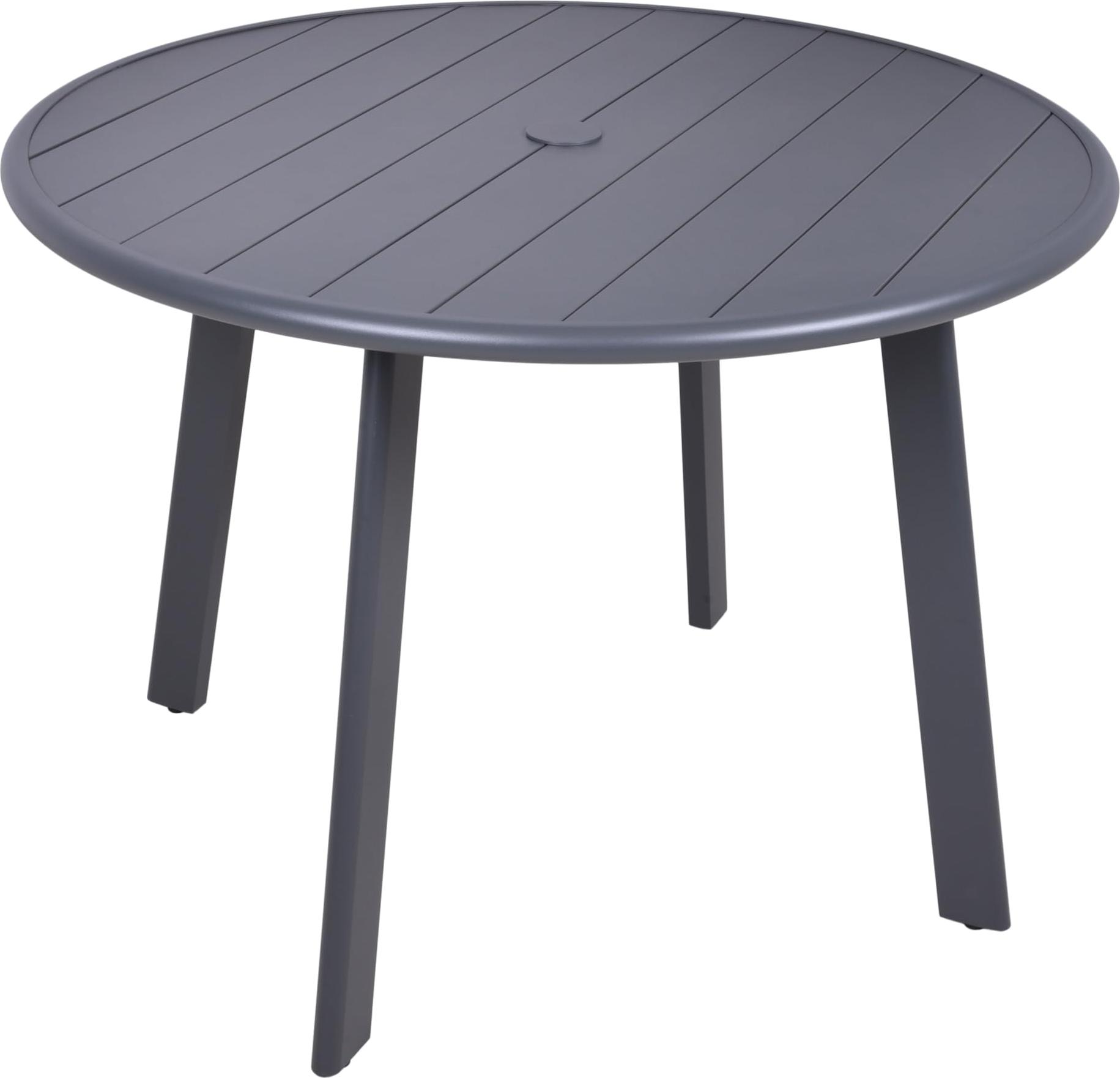 Gartentisch KEVIN - mit Schirmloch und Lochabdeckungen, Anthrazit, 101,5x101,5x72cm, Aluminium | Terrassentisch Wetterfest Outdoor Tisch