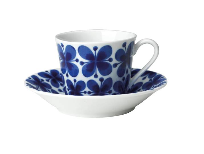 Rörstrand Coffret cadeau Tasse avec soucoupe Mon Amie 14 cl Bleu-blanc