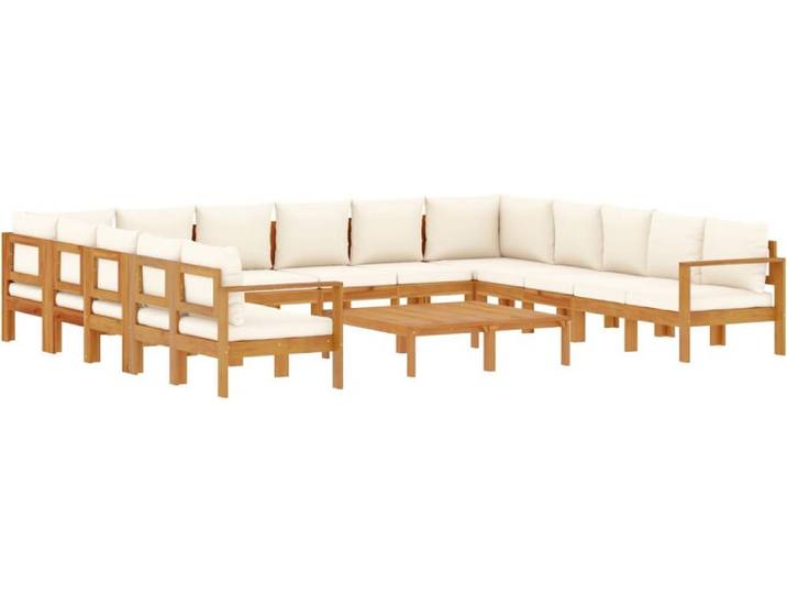 vidaXL Ensemble de 10 canapés de jardin avec coussins en bois massif d'acacia