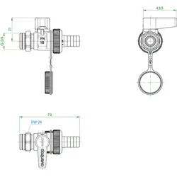 OVENTROP-Kugelhahn Optiflex" vernickelt DN 15, Durchgang, für Solar"