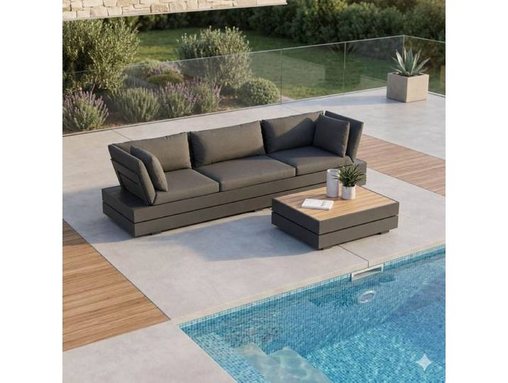 Solpuri Boxx Loungeset inkl. Loungetisch Aluminium/Acryl Dunkelgrau