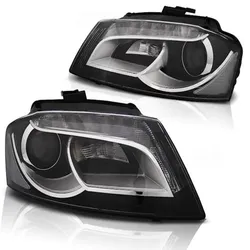 LED Tagfahrlicht Scheinwerfer passend für Audi A3 8P 08-12 schwarz