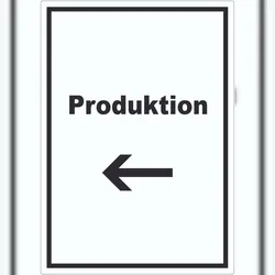 HB-Druck Produktion Aufkleber mit Text und Richtungspfeil links Herstellung hochkant A1 (594x841mm)