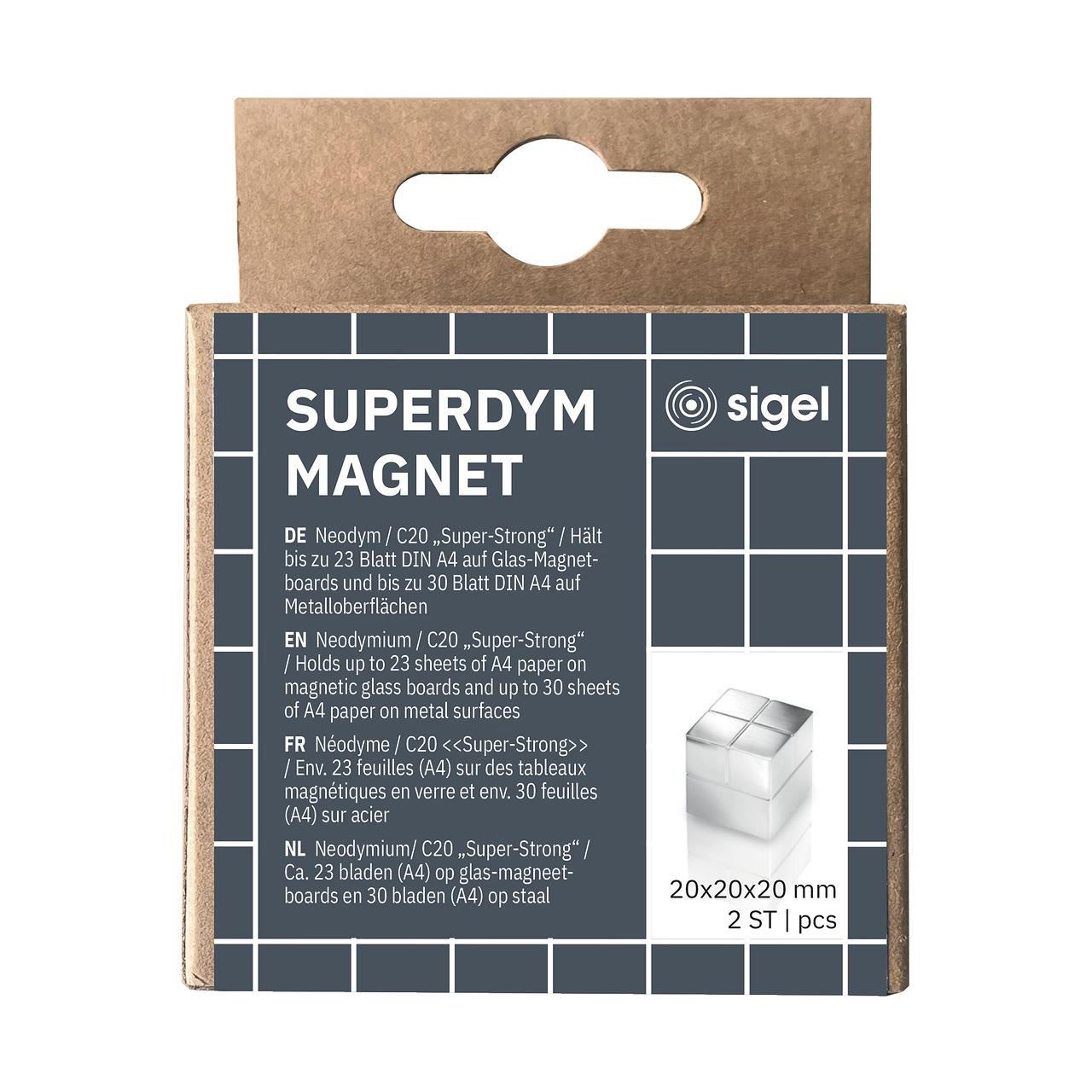 SIGEL 2 C20 "Super-Strong" Magnete silber 2,0 x 2,0 x 2,0 cm