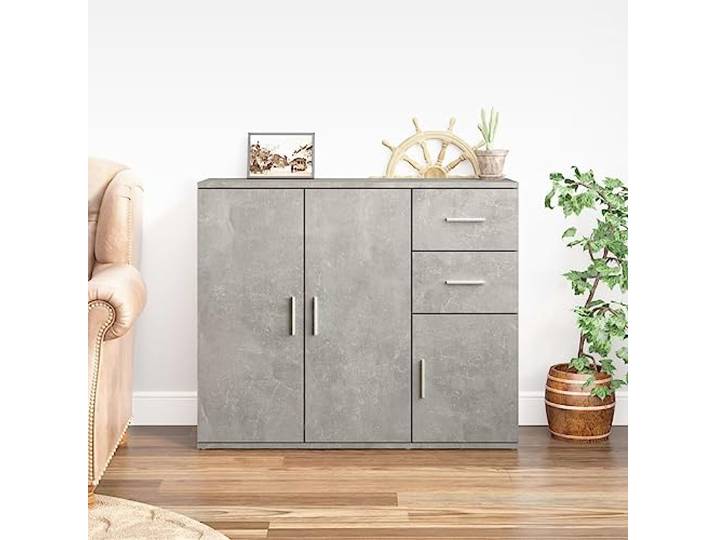 RJPLMFV Anrichte, grau, Beton, 91 cm, Holz Wohnzimmermöbel, niedriger Schrank, feuchtigkeitsbeständig, Wandbefestigung inklusive