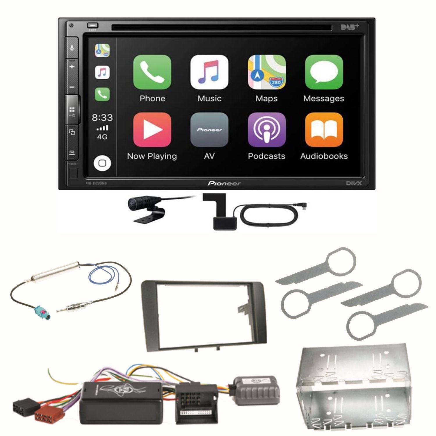 Pioneer AVH-Z5200DAB Android Auto Carplay Bluetooth Einbauset für Audi A3 8P 8PA
