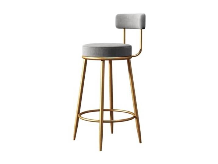 9bbhfJw4R Höhenhocker Hochstuhl aus grauem Samt mit Sitzstange und Rückenlehne, 65/75 cm(Klein)