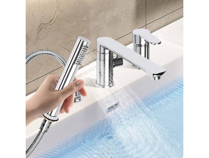 Ensemble de douche et baignoire trois pièces - argent, haute qualité, cuivre, argent Neuf