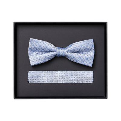 Fliege VENTI "VENTI Set aus Fliege und Einstecktuch gemustert", Herren, hellblau, 100% Seide, Fliegen