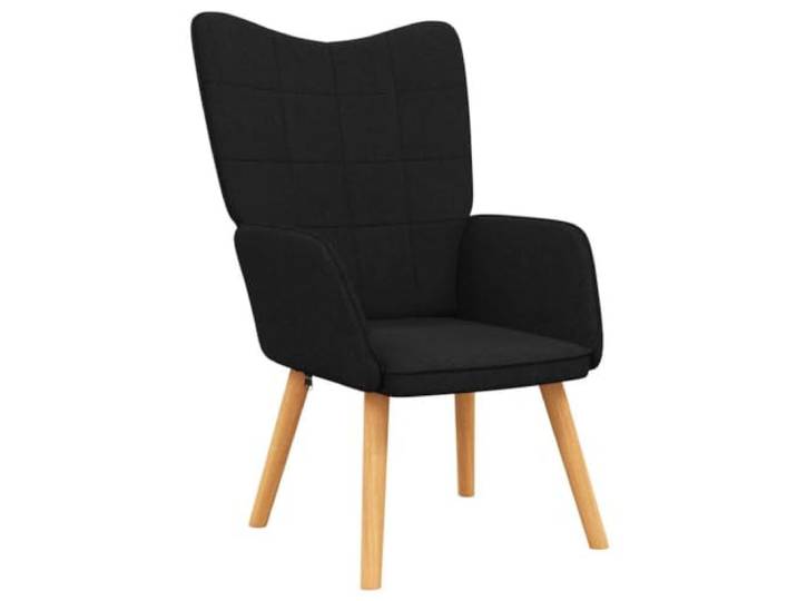 Stoffsessel Schwarz mit Stahlrahmen und Holzfüßen Gitter-Design, Schwammfüllung, stabile Konstruktion, moderner Stil