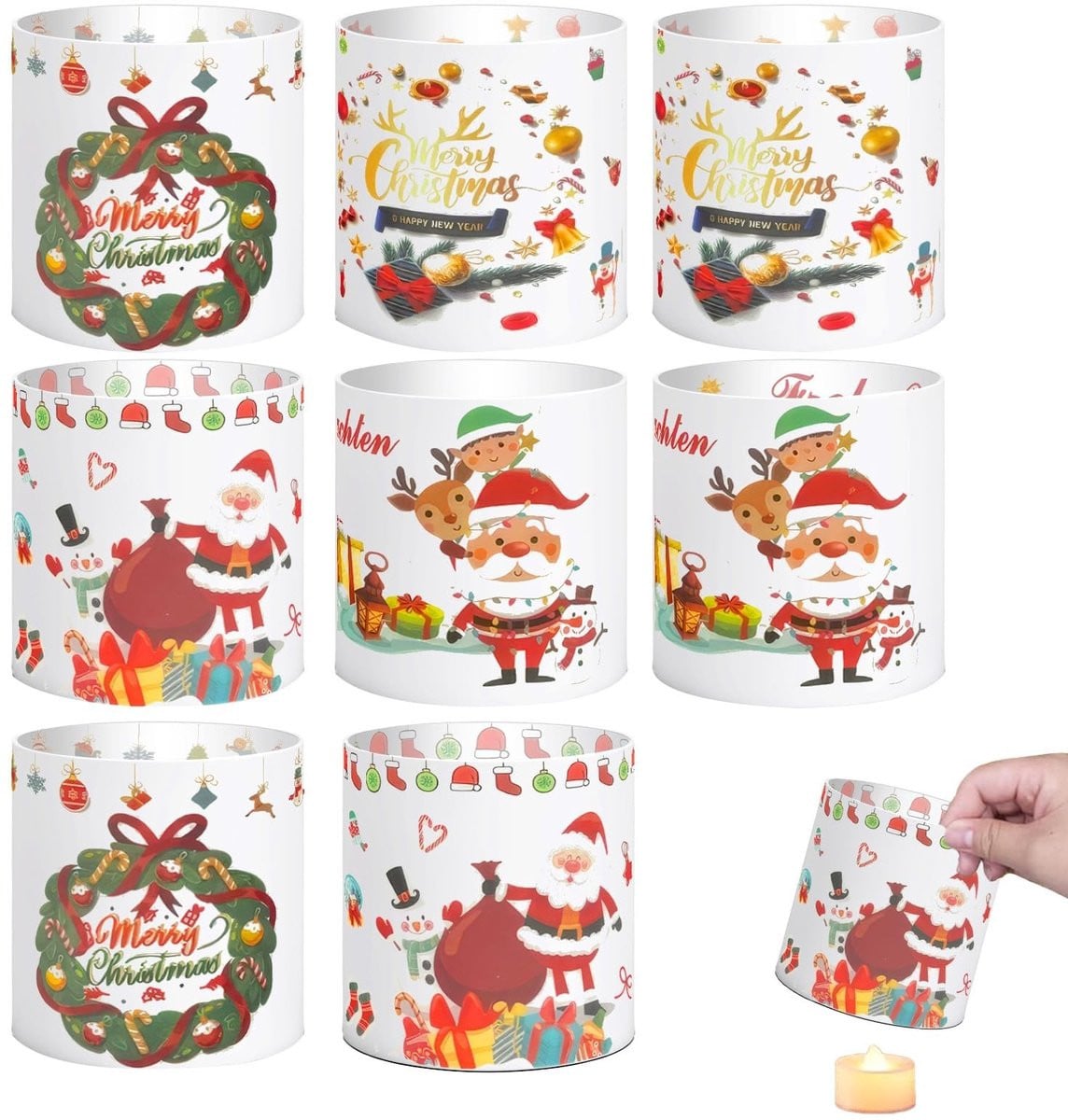 BRENZOOS Kerstlantaarn Decoratieve Kaarsenhouder voor Theelichtjes en Kaarsen, 27 x 10 cm