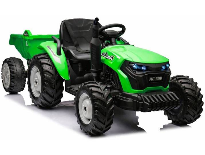 Wisam Elektro-Kindertraktor HC-306 Batteriebetriebener Traktor mit Anhängerlicht Grün 24V