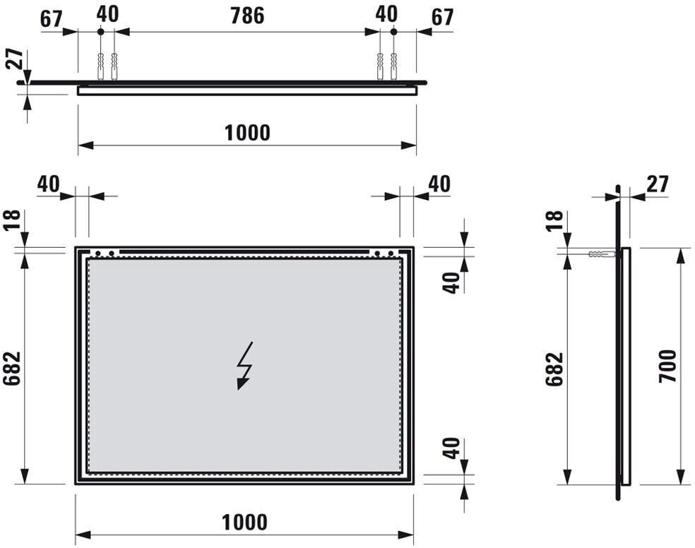 LAUFEN Frame 25 Badezimmerspiegel 100 x 70 cm – Eleganter Badezimmerspiegel ohne Beleuchtung