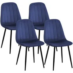 CLP 4er Set Esszimmerstuhl Baxter Samt   Farbe: blau