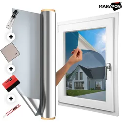 Spiegelfolie | Hitzeschutz-Bundle | All-in-One Lösung - 105x200 cm / Selbstklebend (Außenanbringung) / Silber