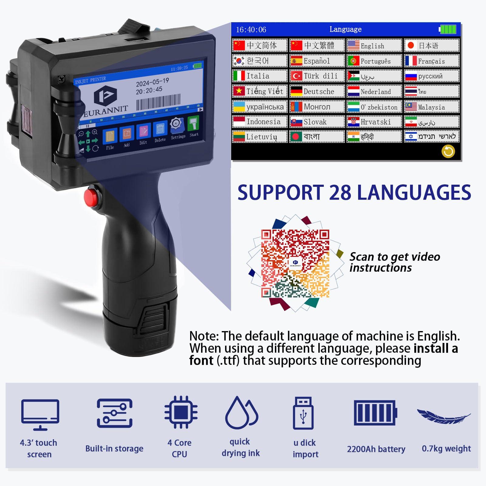 Tragbarer Inkjetdrucker 12,7 mm, E15, für Text, Barcode, Datum, Logo