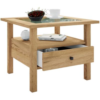 Couchtisch VCM "Holz Sofatisch Couchtisch Schublade Lingis M", braun (honig, eiche), B:54cm T:54cm, Tische, Couchtisch Eckige Couchtische Holz-Couchtische