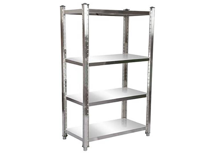 Wiltec Edelstahlregal 120x50x155cm mit 4 höhenverstellbaren Böden für den Gastronomiebereich Werkstatt Keller Lagerregal Vorratsregal Küchenregal
