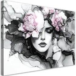 LEINWANDBILD Frau mit Blumen auf dem Kopf 60x40cm