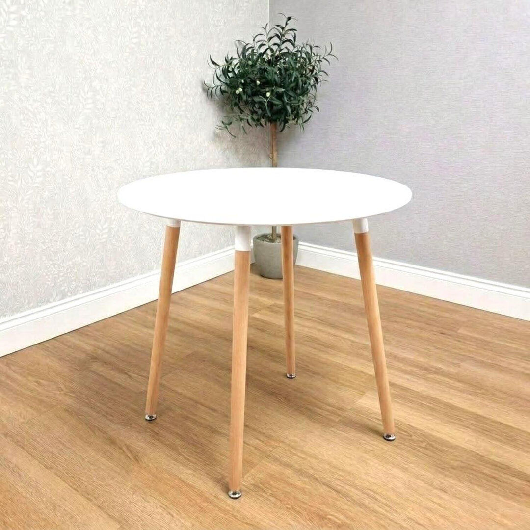 Norden Home Round Dining Table White 75 cm H x 90 cm W x 90 cm D