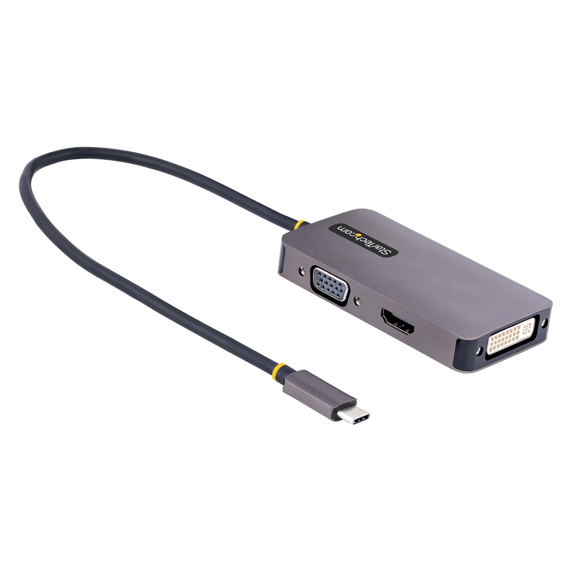 StarTech com Adattattore USB C a HDMI DVI o VGA, Adattatore video multiporta fino a 4K 60Hz, Compati (DVI, HDMI, VGA) (118-USBC-HDMI-VGADVI)