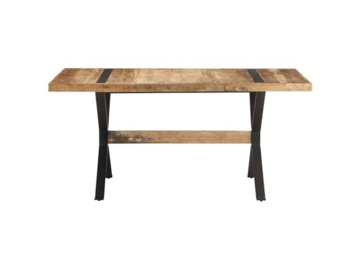 KFGWERSTY Esstisch 160 x 80 x 76 cm Raues Mangoholz Industriestil für Küche und Esszimmer, pulverbeschichtete Stahlbeine, robuste Tischplatte, pflegeleicht