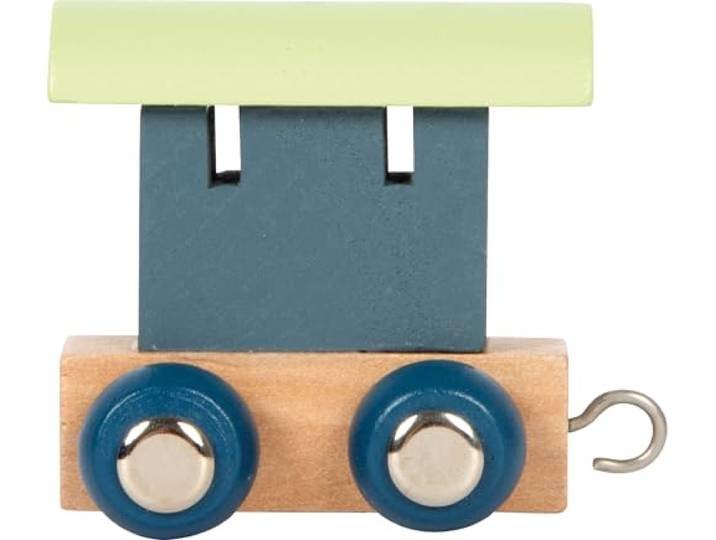 small foot Lettertrein Polar Wagon van hout, houten trein individueel combineerbaar, om te decoreren en cadeau te geven, blauw, 12565