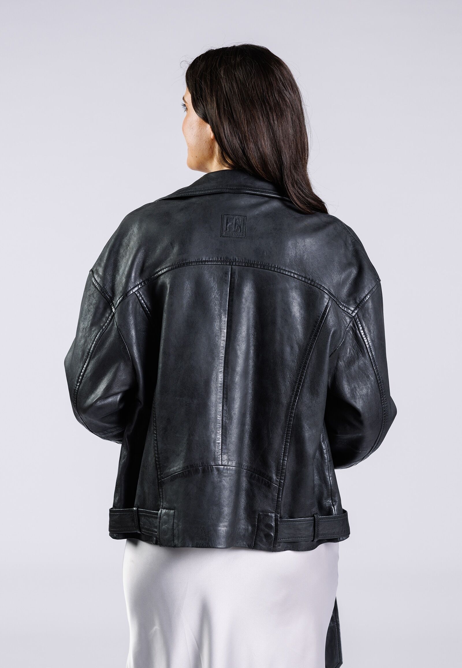 Lederjacke FREAKY NATION "Anuk-FN", Damen, Gr. S (36), schwarz (grau), Oberstoff: 100% Leder. Futter: 100% Baumwolle, tailliert, Jacken Lederjacke grau S (36)