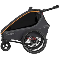 Qeridoo Kidgoo 2 Sport  FIDLOCK Edition- Kinderfahrradanhänger für 2 Kinder, Farbe: Grey