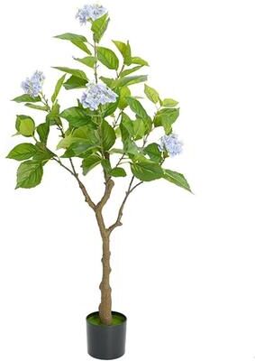 YUN Artificial Hydrangea Flower Tree, Real Touch Silk Faux Plant for Indoor Home Office Decor