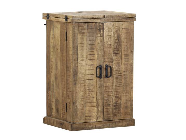 Barschrank BARNEY 60-120 x 52 cm Mango Massivholz/schwarz