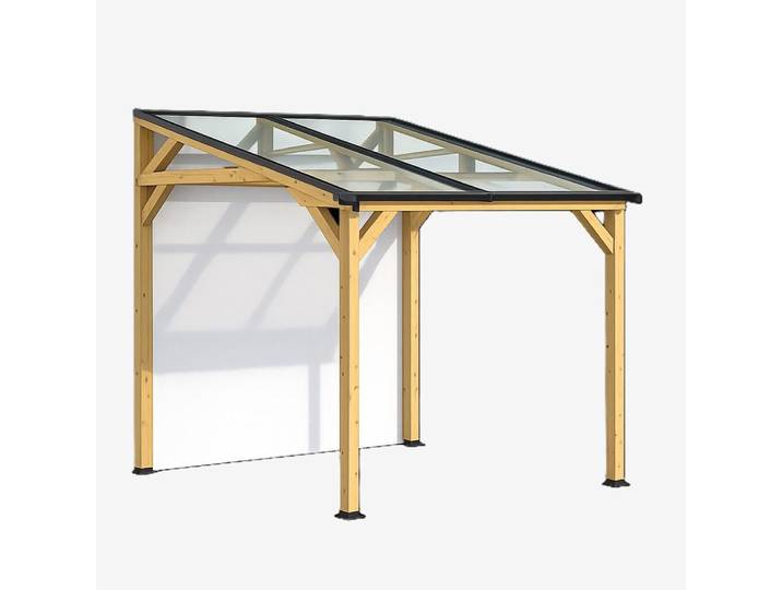 Carport Wattoit mono pente épicéa thermo-chauffé / 2 panneaux photovoltaïques 1 kwc / poteaux section 88 x 88 mm / Surface 4,64 m2