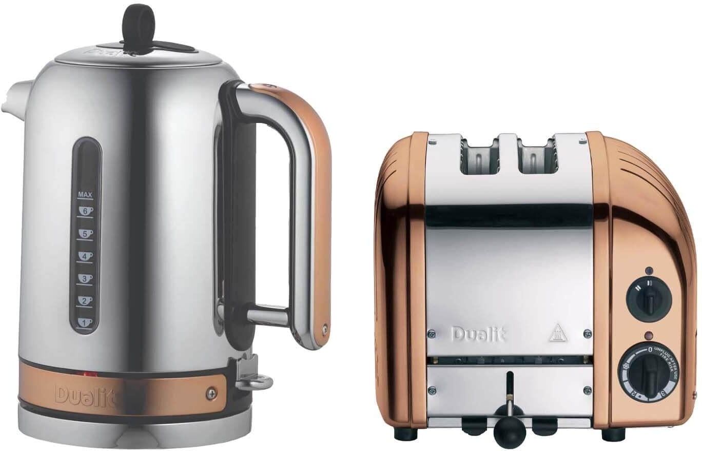 Dualit Classic 1.7 Litre Jug Kettle & 2 Slice Toaster Set - Copper & Chrome