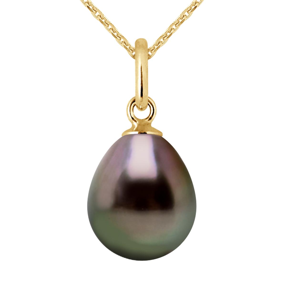 Gelede hanger Tahitian Pearl 9-10 mm Pear Yellow Gold
