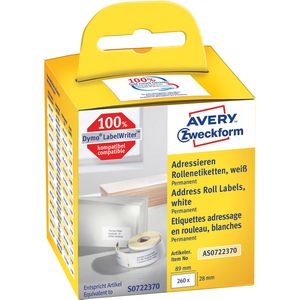 Zweckform Dymo-Etiketten für Dymo 99010, weiß, 28 x 89mm 2 Rollen Adress-Etiketten, Papier permanent