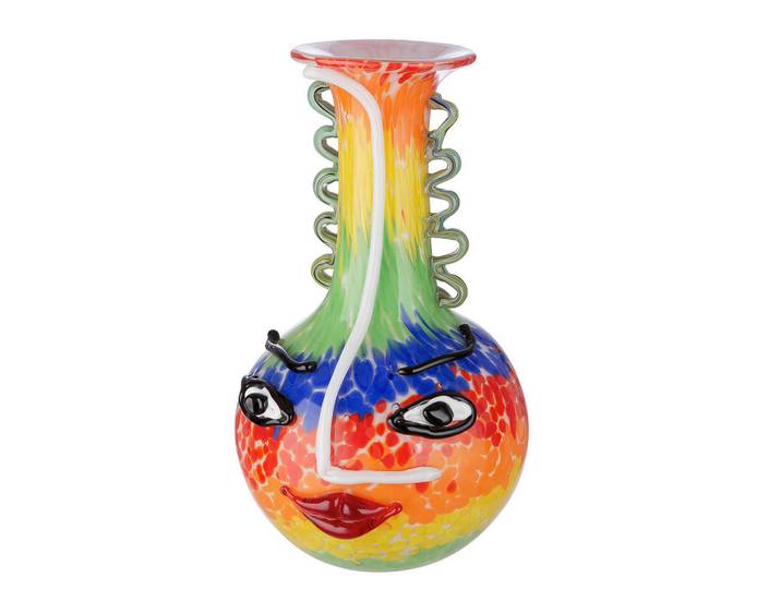 Dekovase Salvato, Mehrfarbig, Glas, Kopf, 21x34x20 cm, auch für frische Blumen geeignet, Dekoration, Vasen, Glasvasen