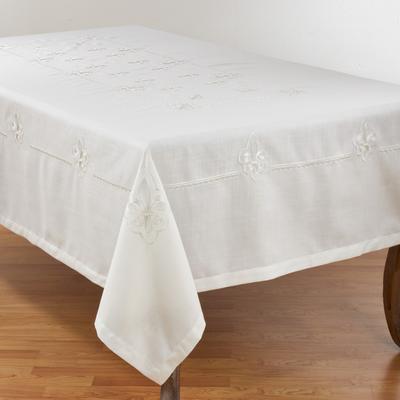Saro Lifestyle Elegant Tablecloth With Embroidered Fleur-de-Lis Design